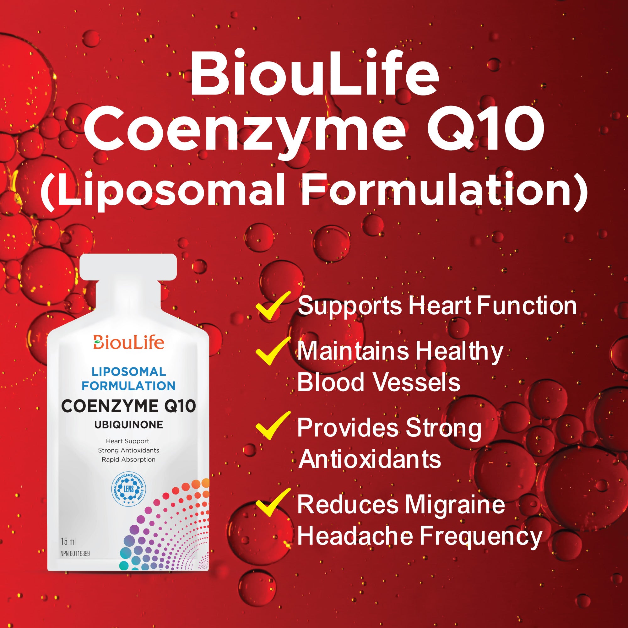 Coenzyme Q10 (CoQ10) 15ml x 30 Sachets – Bioulife